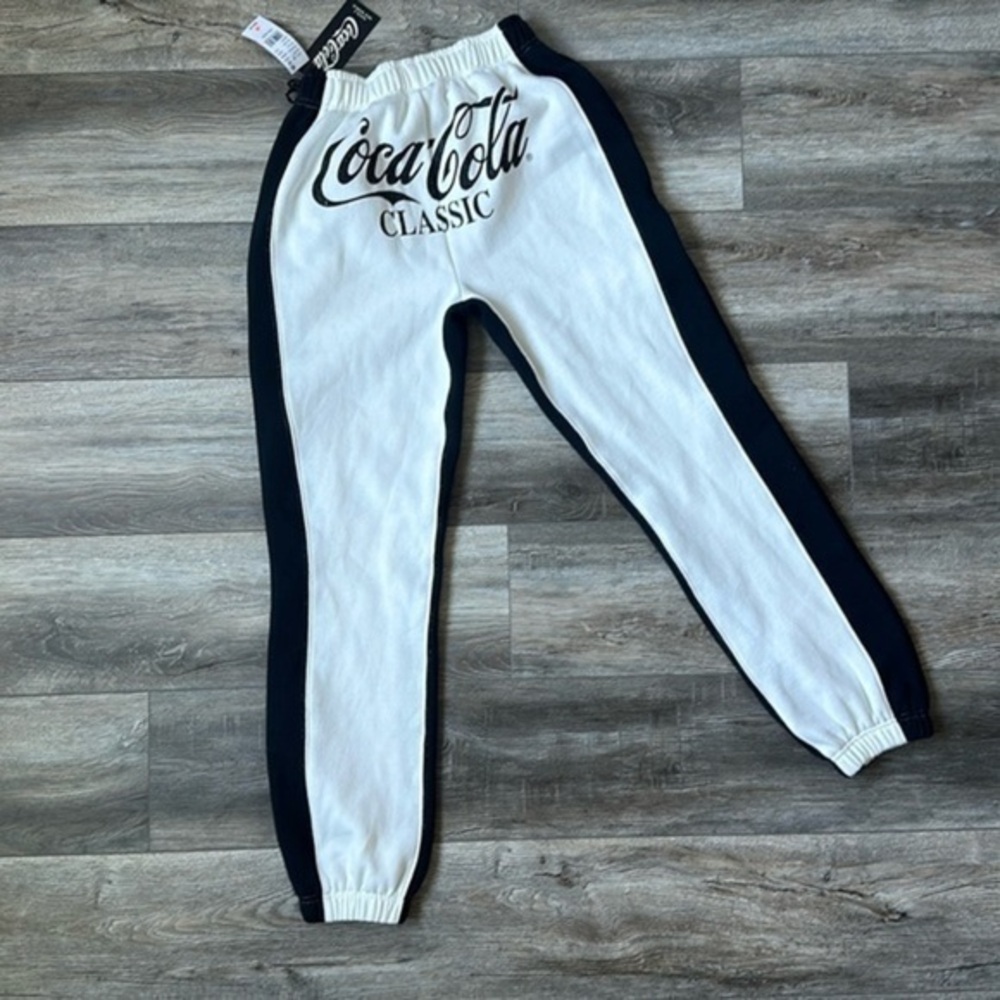 NWT PACSUN joggers Coca Cola size X small white and black athletic pants